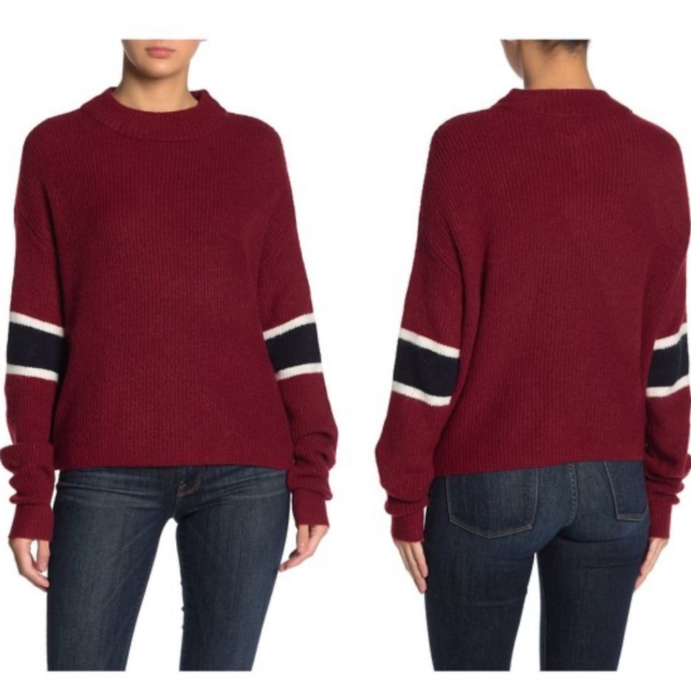 John + Jenn | Burgundy Mock Neck Sweater | Medium